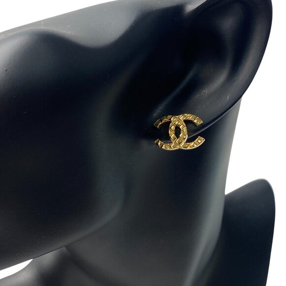 CHANEL Authentic Gold Logo Earrings - Picture 2 of 8